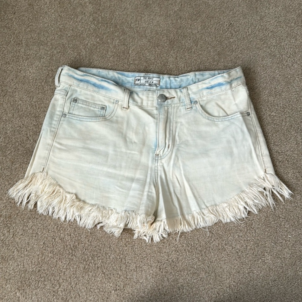 Free People frayed white-washed denim shorts